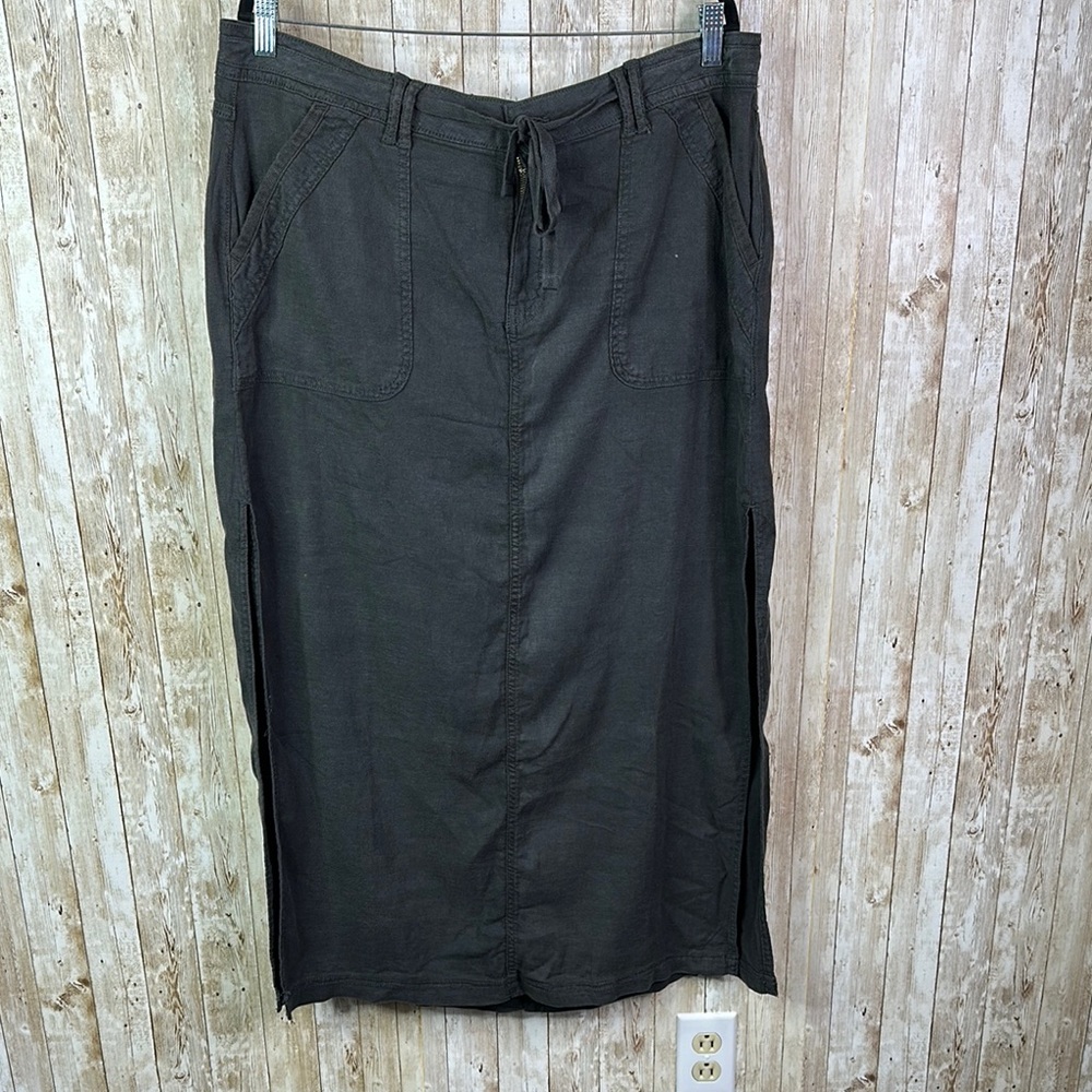 AE Dreamy Drape Linen-Blend Low-Rise Maxi Skirt NWT size 16 - Picture 2 of 11